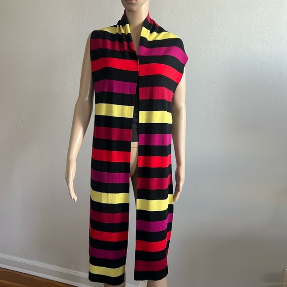 SONIA RYKIELRYKIEL HOMME Wool Black Multicolor Striped Long Scarf MEN’S